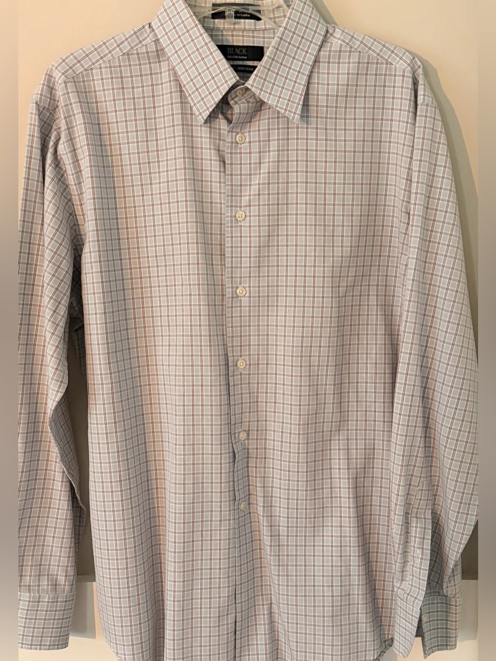 Black Saks Fith Avenue Slim Fit Multicolor Men’s 16.5/L Long Sleeve Button Up